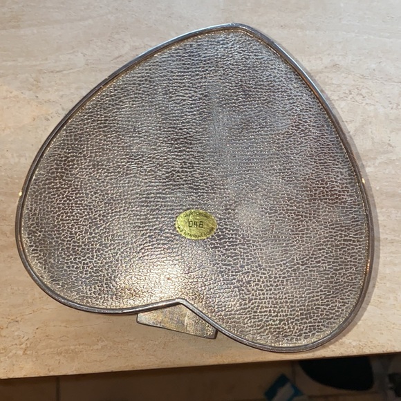 Vintage Jewelry Box Chrome Heart Velvet Inside Extra Large Substantial 80’s - Picture 6 of 6